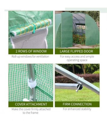 4 x 3M Walk-in Garden Polytunnel Greenhouse Galvanised Steel W/ Door