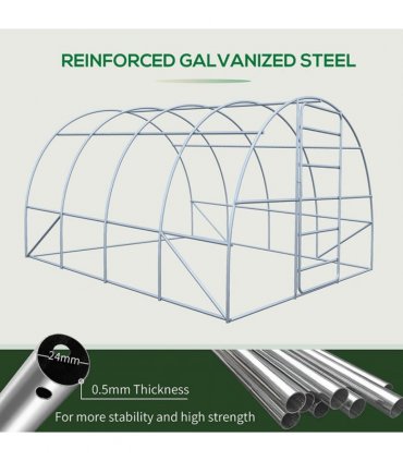 4 x 3M Walk-in Garden Polytunnel Greenhouse Galvanised Steel W/ Door