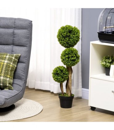 Potted Artificial Plants Boxwood Ball Topiary Trees Indoor Outdoor, 90cm
