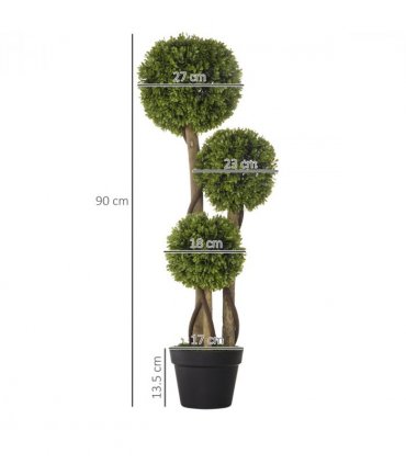 Potted Artificial Plants Boxwood Ball Topiary Trees Indoor Outdoor, 90cm