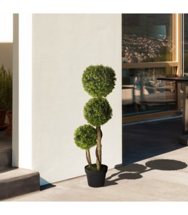 Potted Artificial Plants Boxwood Ball Topiary Trees Indoor Outdoor, 90cm
