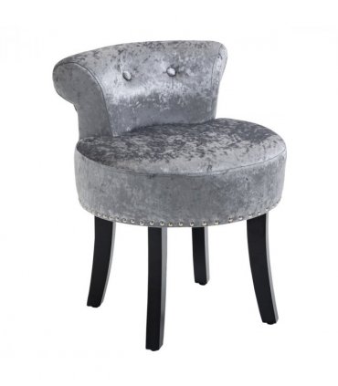 Dressing Table Stool Vanity Seat w/ Rubber Wood Legs Bedroom - Grey