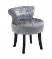 Dressing Table Stool Vanity Seat w/ Rubber Wood Legs Bedroom - Grey