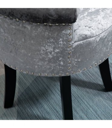 Dressing Table Stool Vanity Seat w/ Rubber Wood Legs Bedroom - Grey