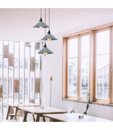 Ceiling Pendant Light Industrial 3 Head Cluster Cone Shaped Metal 22cm x 10cm