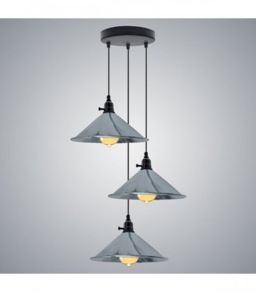 Ceiling Pendant Light Industrial 3 Head Cluster Adjustable Cord 22cm Metal