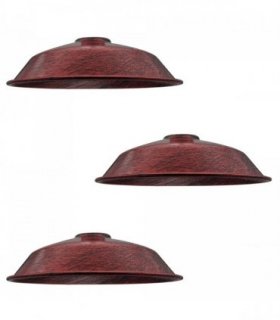 Ceiling Lampshade Rustic Red Vintage Retro Metal 36cm E27/B22 Base 3 Pack