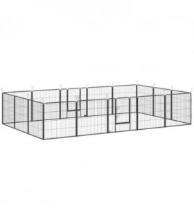 Steel Grey 16 Panels Heavy Duty Puppy Play Pen for Small, Medium Dogs 80Hcm