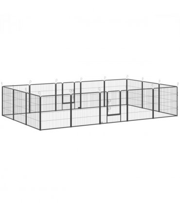 Steel Grey 16 Panels Heavy Duty Puppy Play Pen for Small, Medium Dogs 80Hcm