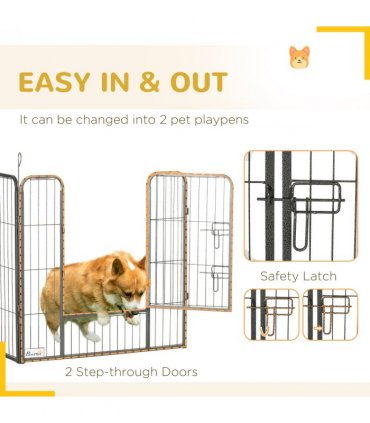 Steel Grey 16 Panels Heavy Duty Puppy Play Pen for Small, Medium Dogs 80Hcm