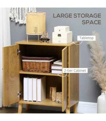 Storage Cabinet for Living Room Sideboard with Chevron Doors Natural
