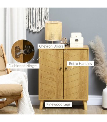 Storage Cabinet for Living Room Sideboard with Chevron Doors Natural