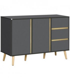 Sideboard Storage Cabinet Dark Grey 120W x 40D x 80H cm Adjustable Shelves