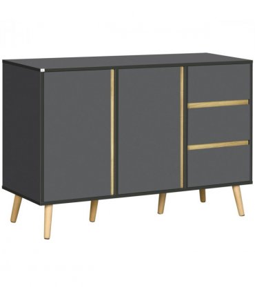 Sideboard Storage Cabinet Dark Grey 120W x 40D x 80H cm Adjustable Shelves