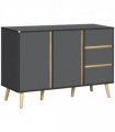 Sideboard Storage Cabinet Dark Grey 120W x 40D x 80H cm Adjustable Shelves