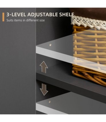 Sideboard Storage Cabinet Dark Grey 120W x 40D x 80H cm Adjustable Shelves