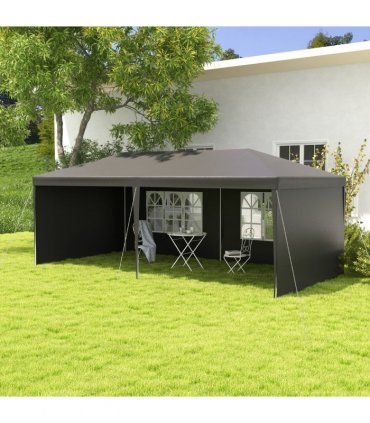 6m x 3m Garden Gazebo Marquee Canopy Party Tent Canopy Patio Dark Grey