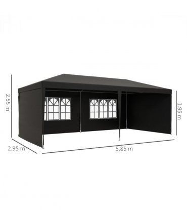6m x 3m Garden Gazebo Marquee Canopy Party Tent Canopy Patio Dark Grey