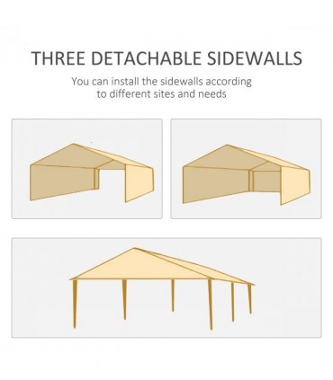6m x 3m Garden Gazebo Marquee Canopy Party Tent Canopy Patio Dark Grey