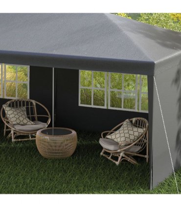 6m x 3m Garden Gazebo Marquee Canopy Party Tent Canopy Patio Dark Grey