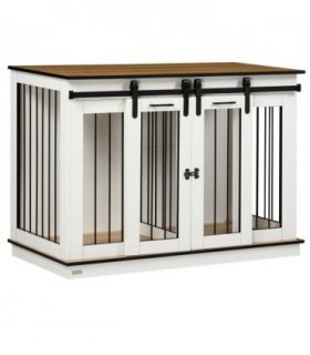 Dog Crate Furniture for Large Dogs, Double Dog Cage for Small Dogs, White