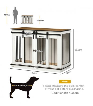 Dog Crate Furniture for Large Dogs, Double Dog Cage for Small Dogs, White