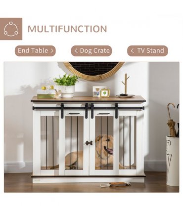 Dog Crate Furniture for Large Dogs, Double Dog Cage for Small Dogs, White