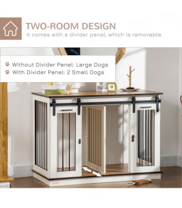 Dog Crate Furniture for Large Dogs, Double Dog Cage for Small Dogs, White