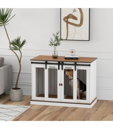 Dog Crate Furniture for Large Dogs, Double Dog Cage for Small Dogs, White