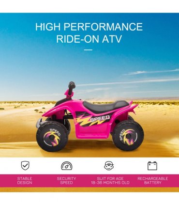 6V Kids Electric Ride on Car with Big Wheels 18-36 Months Toddlers Pink