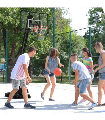 Adjustable Basketball Hoop with Weighted Base, Wheels, 2.4-2.9m