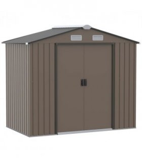 Garden Shed Storage Unit w/Locking Door Floor Foundation Vent Brown