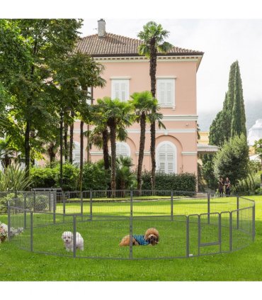 Heavy Duty Dog Pen with 2 Doors, 16 Panels Dog Playpen Puppy Pen, 60H cm
