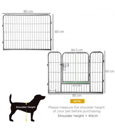Heavy Duty Dog Pen with 2 Doors, 16 Panels Dog Playpen Puppy Pen, 60H cm