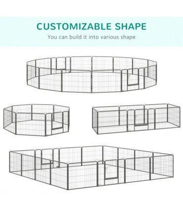 Heavy Duty Dog Pen with 2 Doors, 16 Panels Dog Playpen Puppy Pen, 60H cm