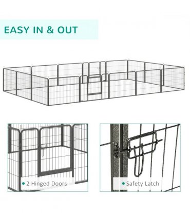Heavy Duty Dog Pen with 2 Doors, 16 Panels Dog Playpen Puppy Pen, 60H cm