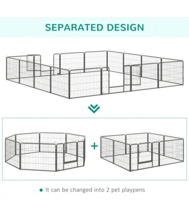 Heavy Duty Dog Pen with 2 Doors, 16 Panels Dog Playpen Puppy Pen, 60H cm