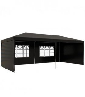Camping Gazebo Black Polyethylene Plastic 5.83m x 2.95m x 2.55m Durable Canopy