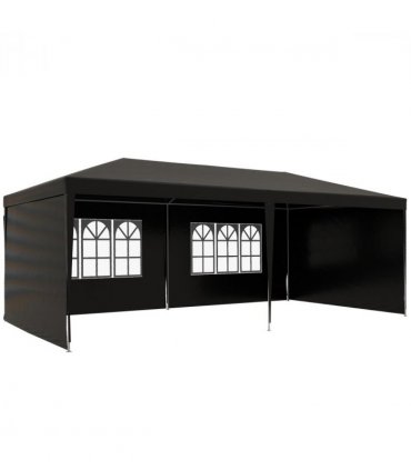 Camping Gazebo Black Polyethylene Plastic 5.83m x 2.95m x 2.55m Durable Canopy