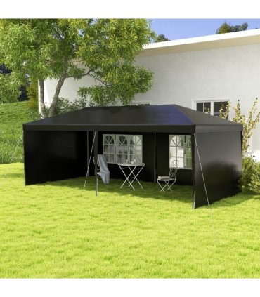 Camping Gazebo Black Polyethylene Plastic 5.83m x 2.95m x 2.55m Durable Canopy