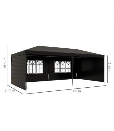Camping Gazebo Black Polyethylene Plastic 5.83m x 2.95m x 2.55m Durable Canopy