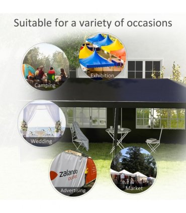 Camping Gazebo Black Polyethylene Plastic 5.83m x 2.95m x 2.55m Durable Canopy