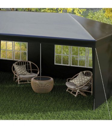 Camping Gazebo Black Polyethylene Plastic 5.83m x 2.95m x 2.55m Durable Canopy