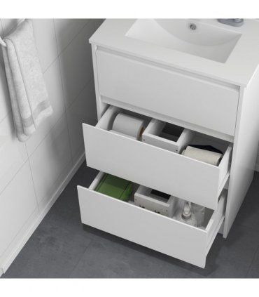 600mm Bathroom Vanity Unit w/ 1 Tap Hole Basin Drawers Gloss White