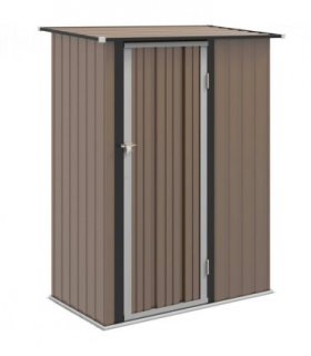 Outdoor Storage Shed Steel Garden Shed with Lockable Door Brown