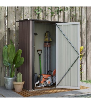 Outdoor Storage Shed Steel Garden Shed with Lockable Door Brown