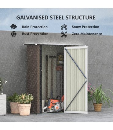 Outdoor Storage Shed Steel Garden Shed with Lockable Door Brown