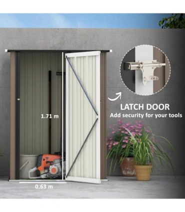 Outdoor Storage Shed Steel Garden Shed with Lockable Door Brown