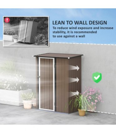 Outdoor Storage Shed Steel Garden Shed with Lockable Door Brown