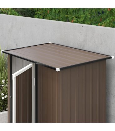 Outdoor Storage Shed Steel Garden Shed with Lockable Door Brown
